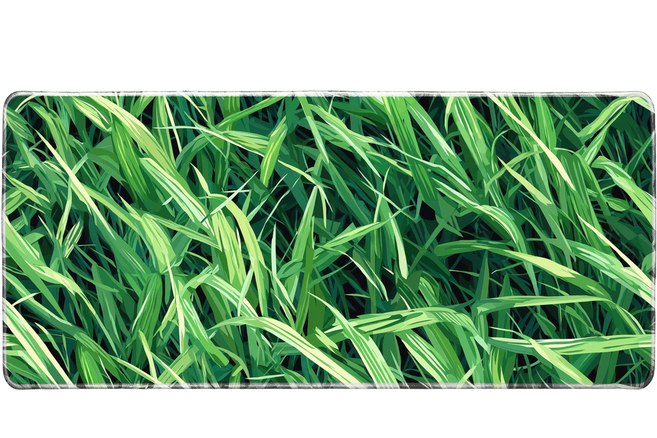 Pattern 90x40cm custom desk mat with vibrant green grass texture, stitched edge – Print My Pad