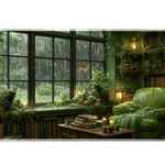 Green Library Desk Mat | Black Cat Reading Nook artwork on an extended desk mat with green library design