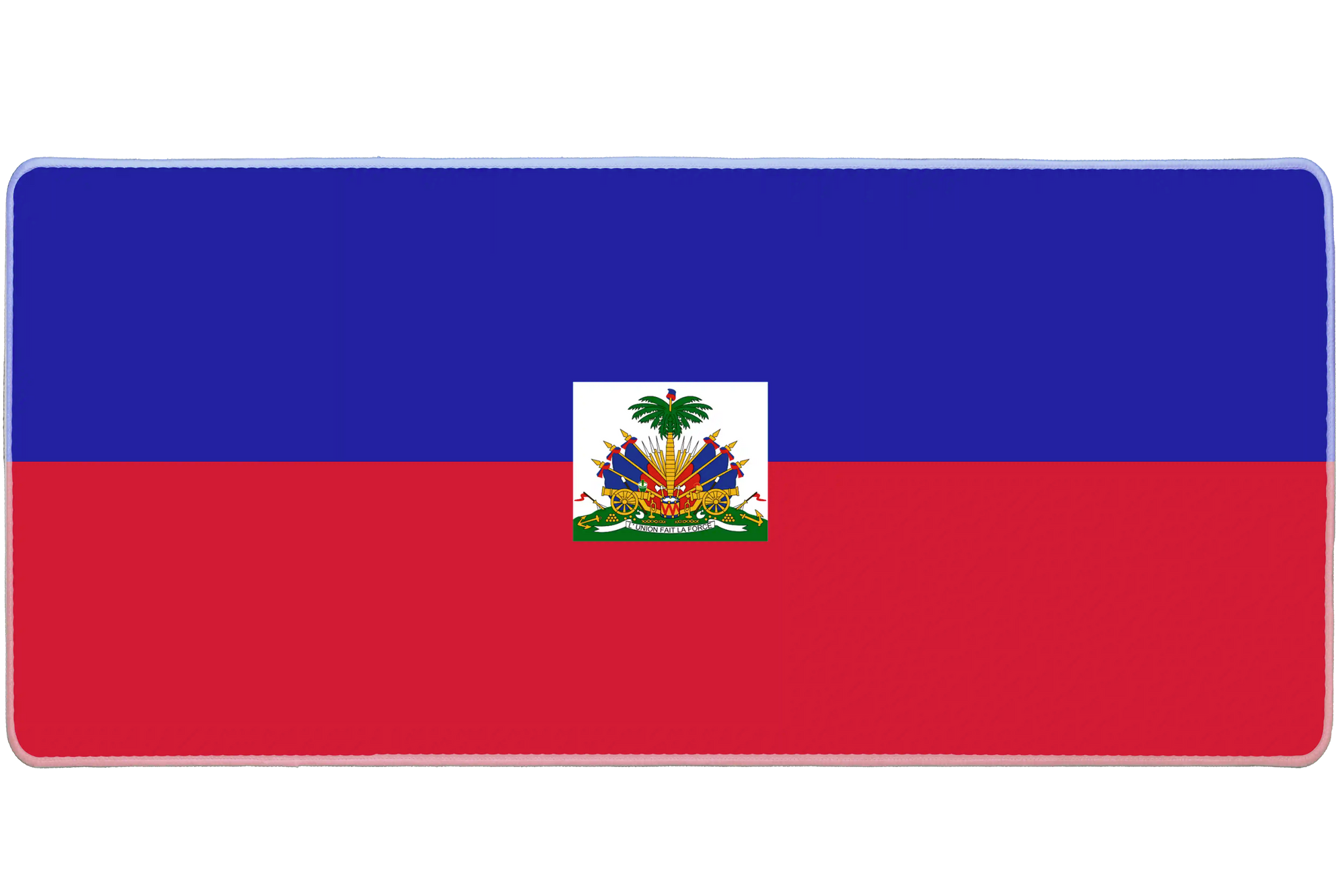 Country 36x16in custom desk mat, stitched edge Haiti flag – Print My Pad