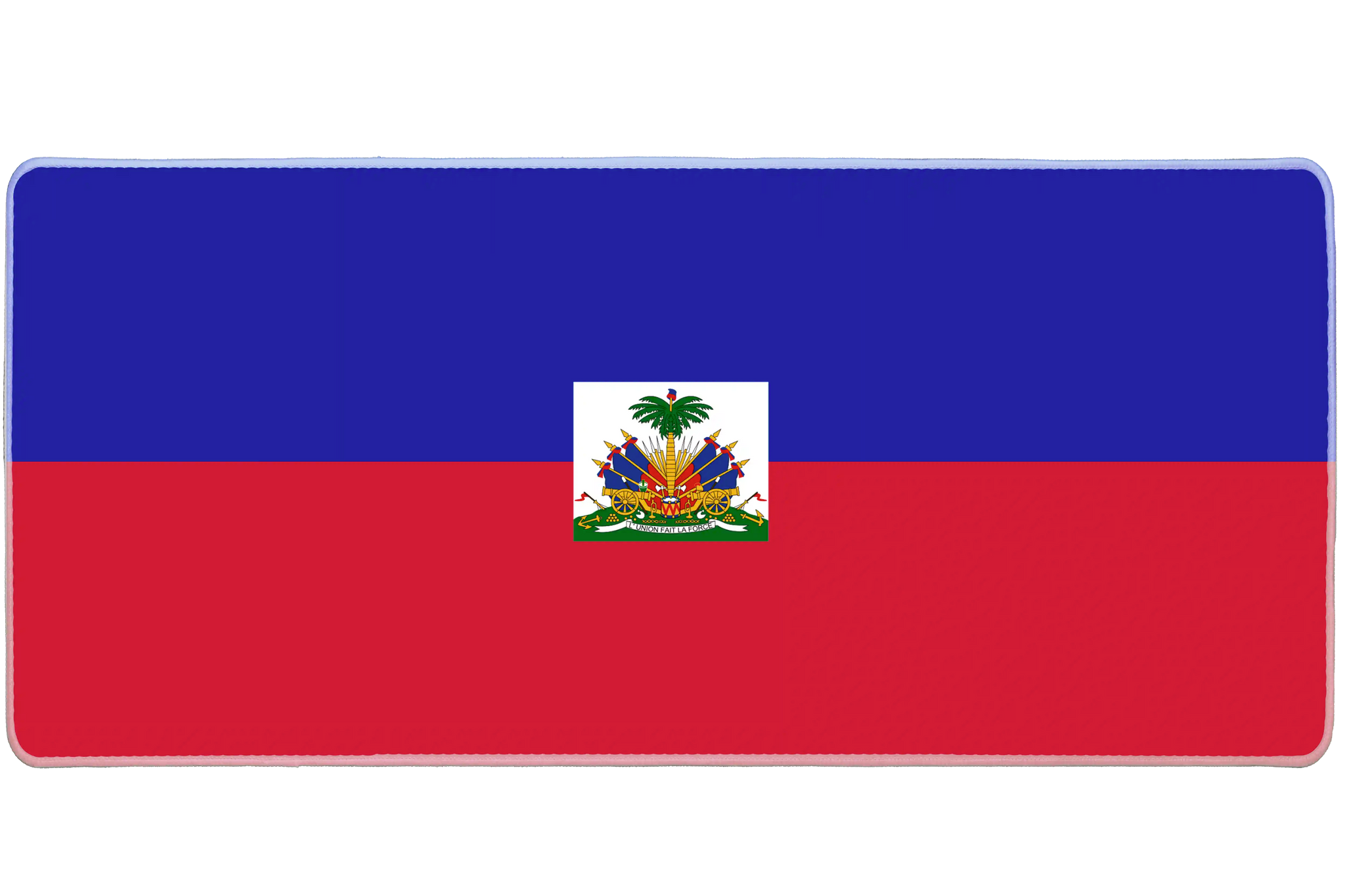 Country 36x16in custom desk mat, stitched edge Haiti flag – Print My Pad