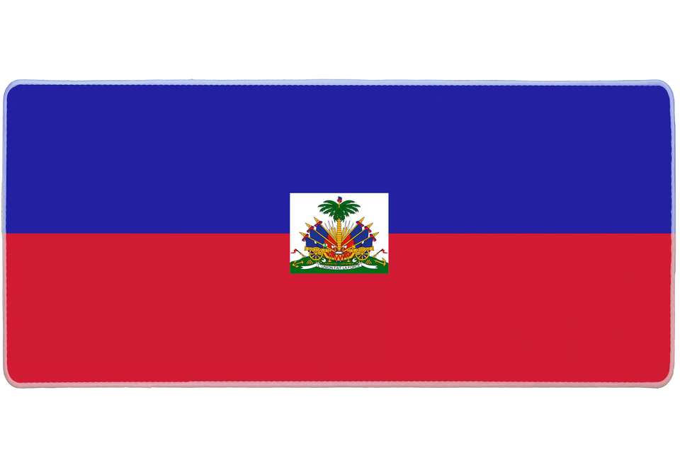 Country 36x16in custom desk mat, stitched edge Haiti flag – Print My Pad