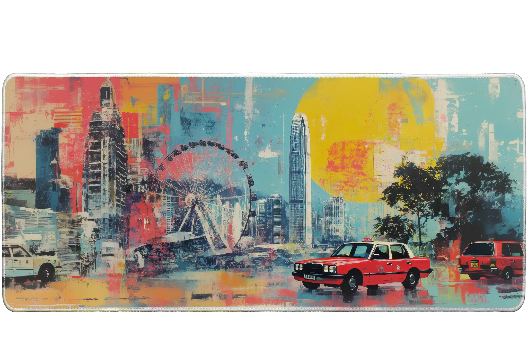 Cityscape 900x400mm custom desk mat, washable surface – Print My Pad