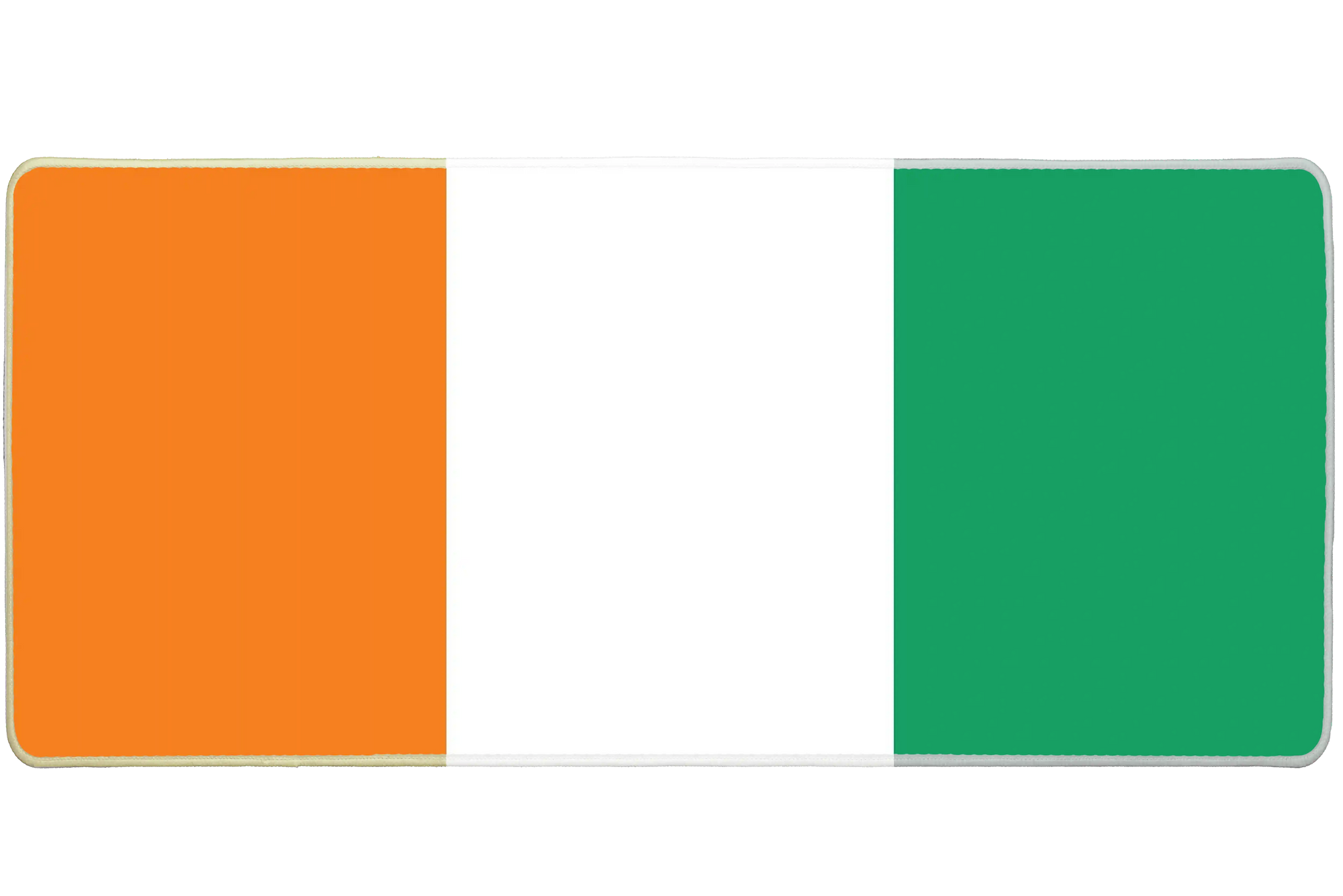 Country 36x16in custom desk pad, stitched edge Ivory Coast flag – PrintMyPad