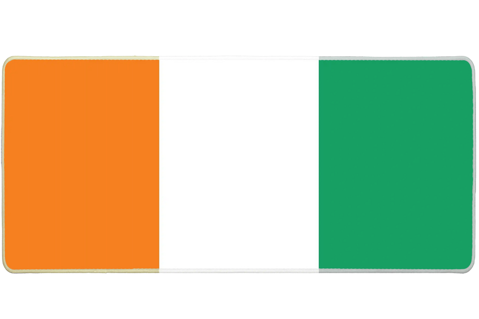 Country 36x16in custom desk pad, stitched edge Ivory Coast flag – PrintMyPad