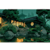 Japanese Zen Garden desk mat artwork in a wide product view