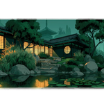 Japanese Zen Garden desk mat artwork in a wide product view