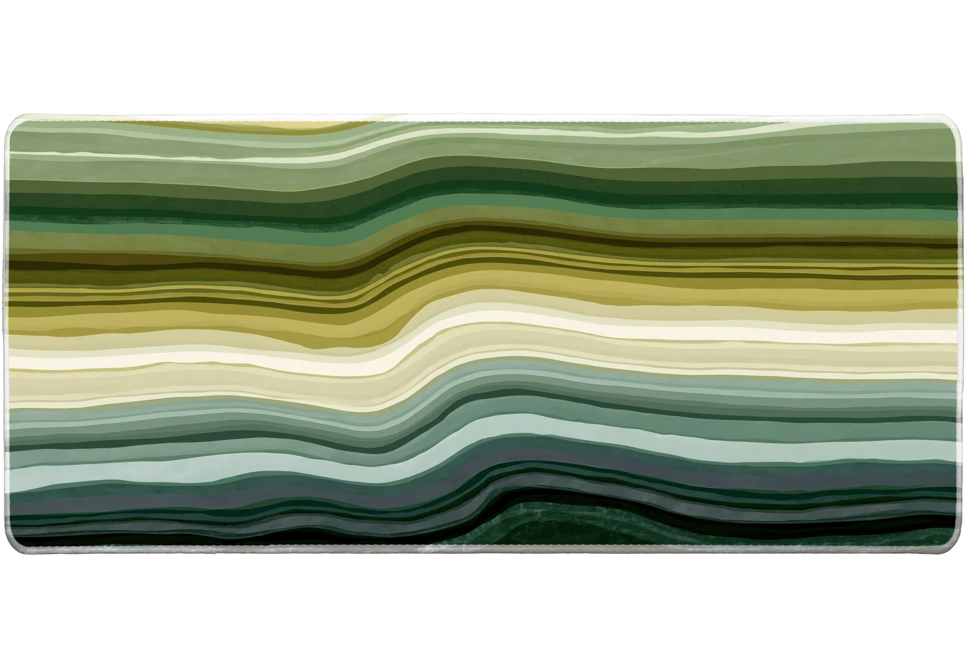 Green Layered Abstract desk mat artwork in a wide product view