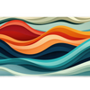 Retro Layered Waves desk mat artwork in a wide product view