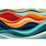 Retro Layered Waves desk mat artwork in a wide product view