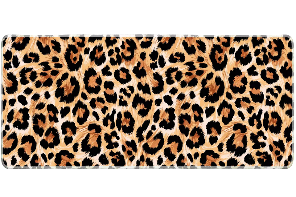 Leopard Print desk mat artwork in a wide product view