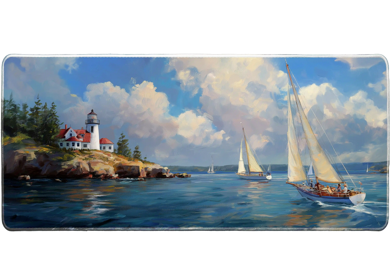 Landscape 90x40cm custom desk mat, non-slip rubber base – Print My Pad