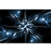 Wide chrome starburst liquid metal desk mat displaying the complete artwork across a desktop