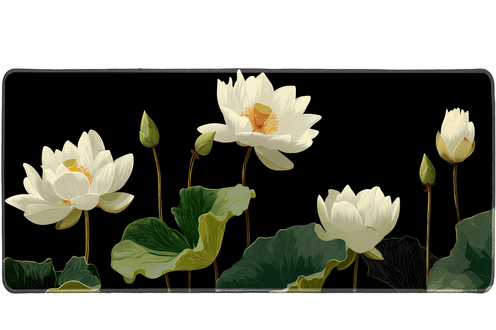 Floral 90x40cm custom desk mat, non-slip rubber base – Print My Pad