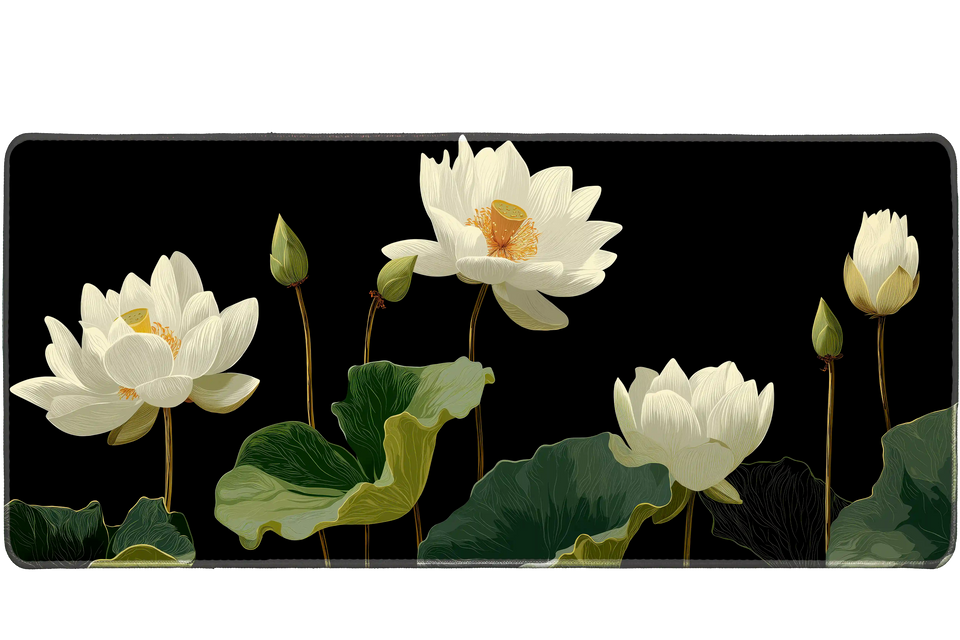 Floral 90x40cm custom desk mat, non-slip rubber base – Print My Pad