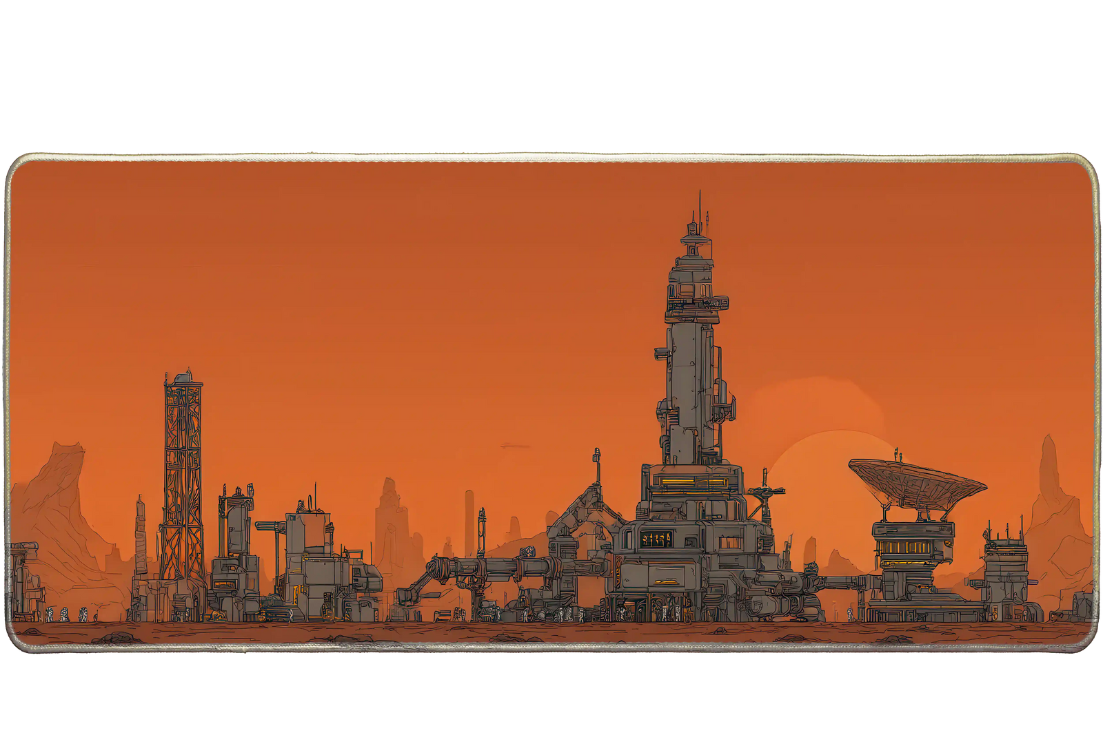 Sci-fi 90x40cm custom desk mat with stitched edge – PrintMyPad