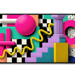 Retro Memphis Geometric Abstract desk mat artwork in a wide product view