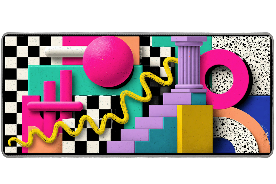 Retro Memphis Geometric Abstract desk mat and mouse pad by PrintMyPad