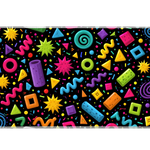 Retro Memphis Pattern desk mat artwork in a wide product view