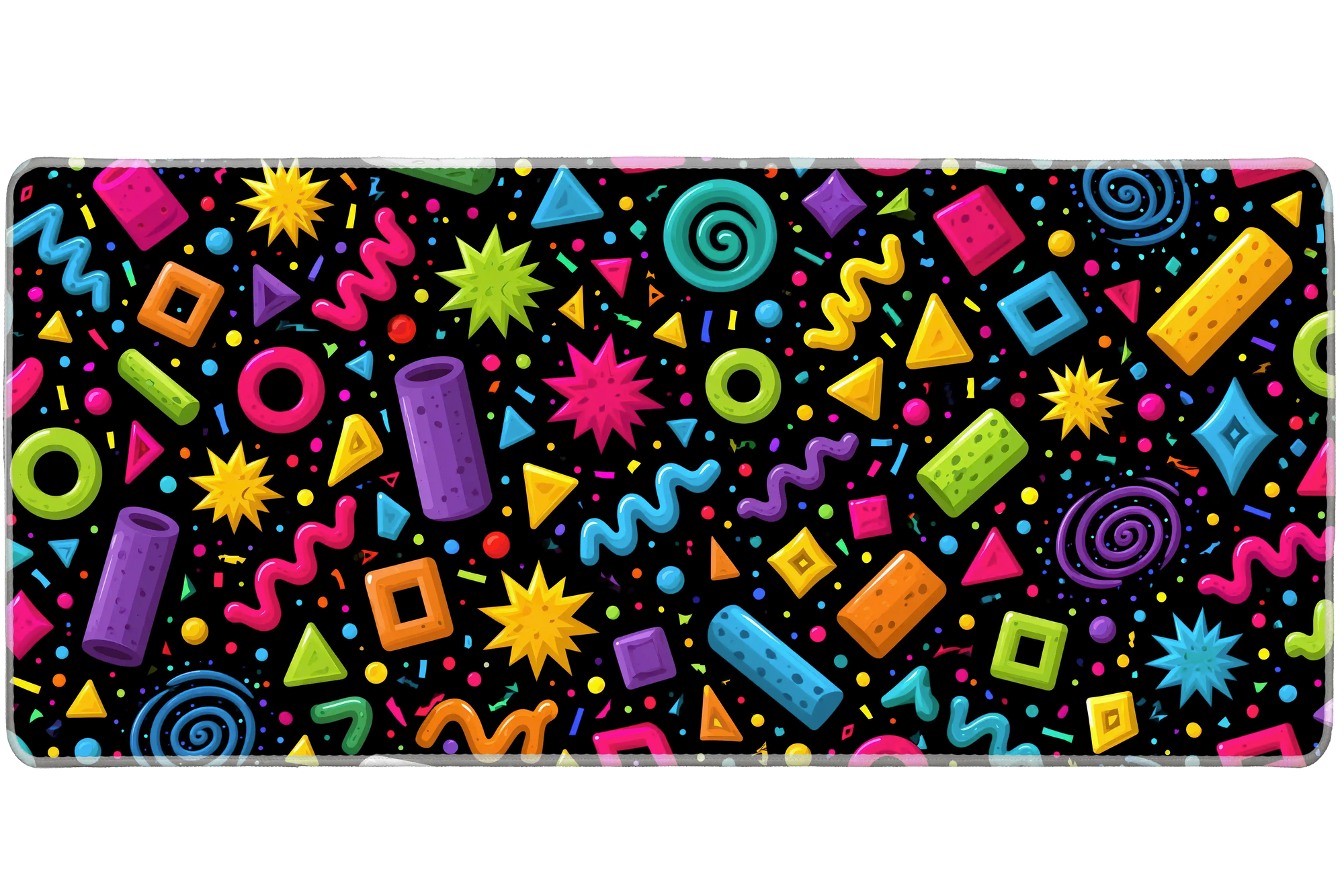 Retro Memphis Pattern desk mat artwork in a wide product view