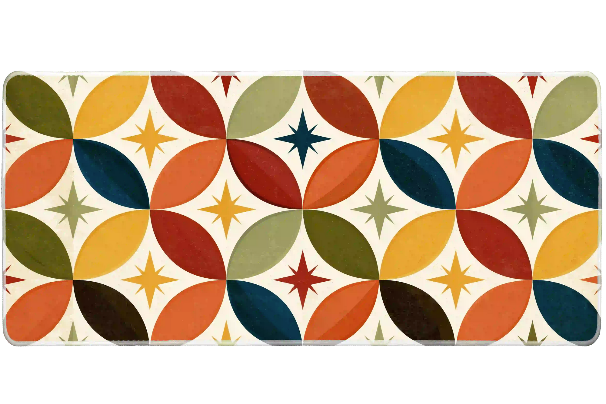 Mid-Century Geometric desk mat artwork in a wide product view