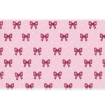 Pink Mini Bow Polka Dot Coquette desk mat with small ribbon outlines and tiny white polka dots