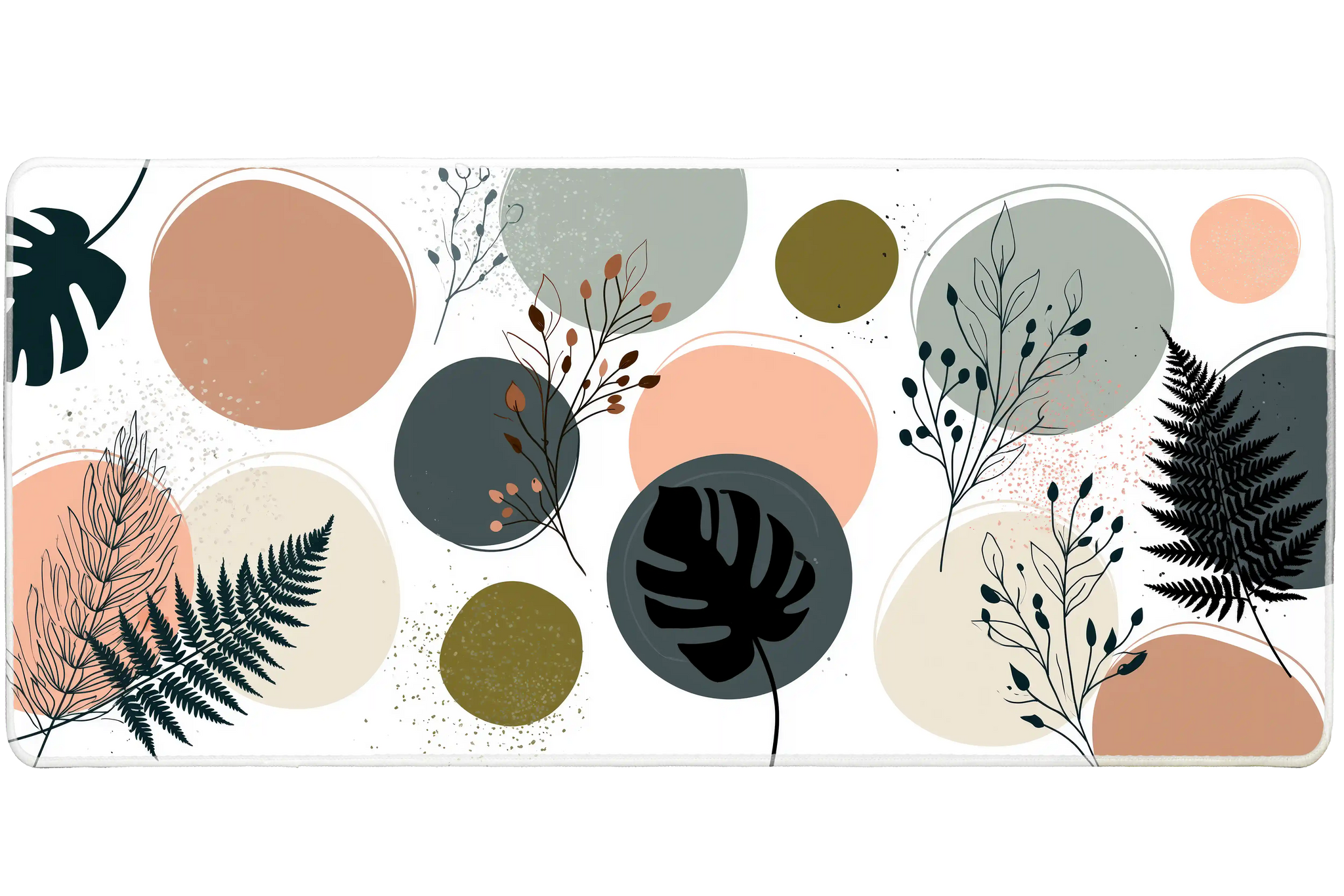 Minimalist Botanical desk mat artwork in a wide product view