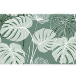 Sage Monstera Leaf Desk Mat | Botanical Mouse Pad artwork on an extended desk mat with sage monstera leaf pattern