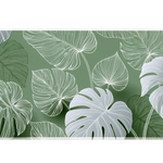 Monstera Leaf Desk Mat | Green Botanical Mouse Pad artwork on an extended desk mat with bold green monstera leaf artwork