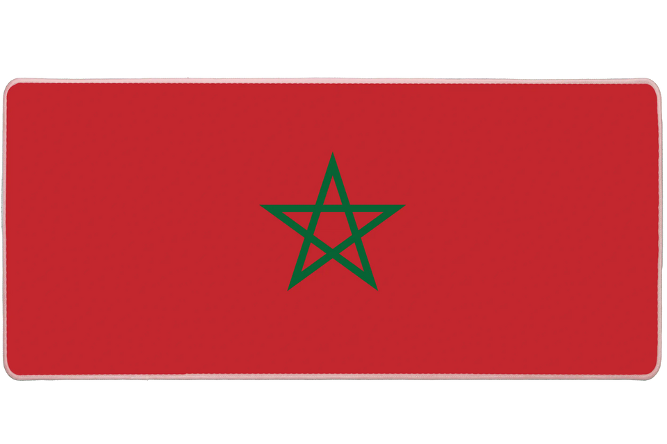 Country 36x16in custom desk mat, stitched edge Morocco flag – PrintMyPad