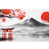 Mount Fuji Ink Art desk mat artwork in a wide product view