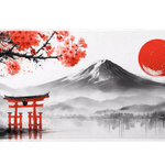 Mount Fuji Ink Art desk mat artwork in a wide product view