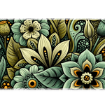 Mushroom Floral Desk Mat | Botanical Mouse Pad artwork on an extended desk mat with bold mushroom floral botanical artwork