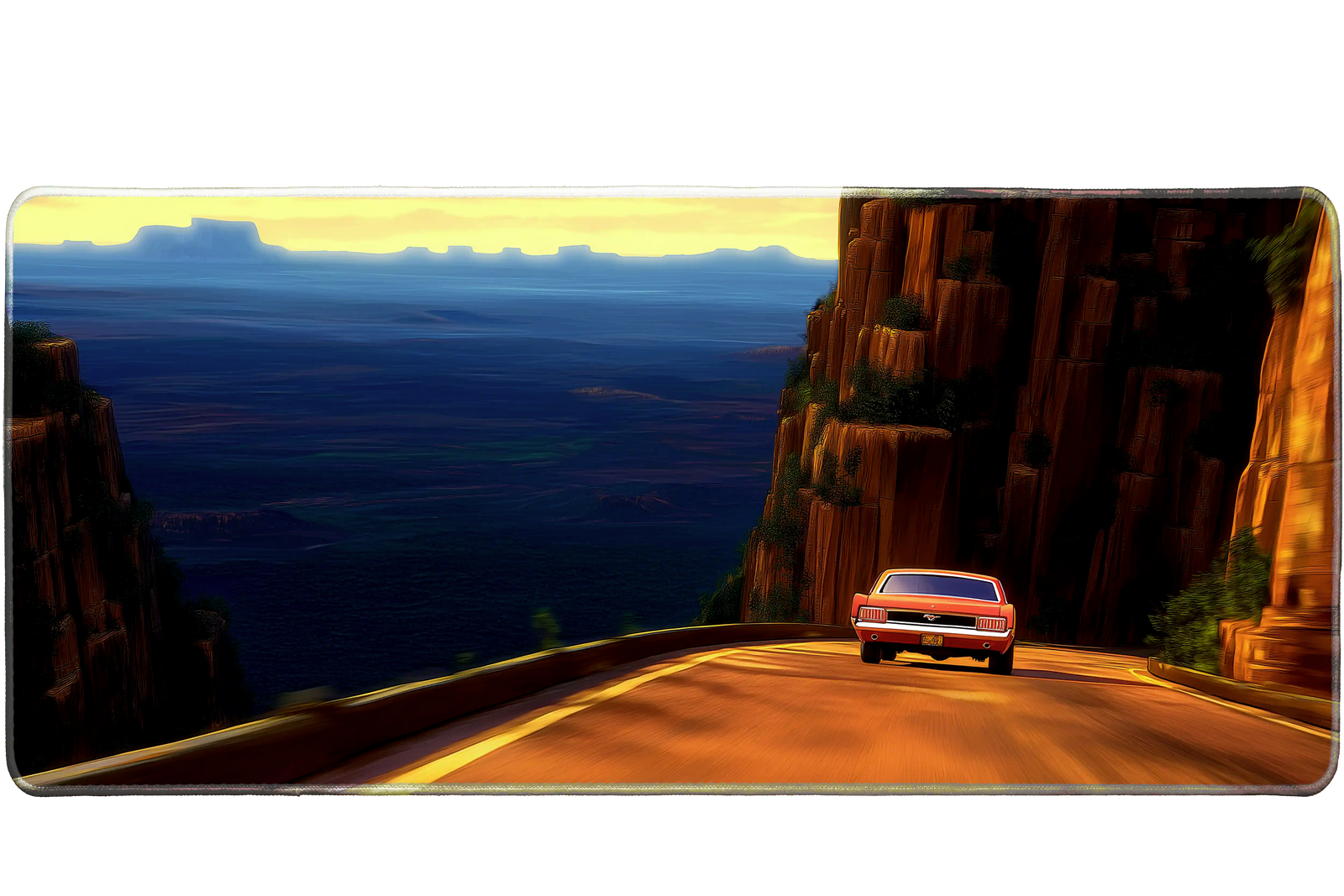 Cars 36x16in custom desk mat, stitched edge design – Print My Pad