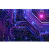 Neon cyber circuit board desk mat shown in its wide-format artwork view