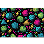Neon D20 Dice desk mat artwork in a wide product view
