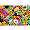 Neon 90s Cassette desk mat artwork in a wide product view