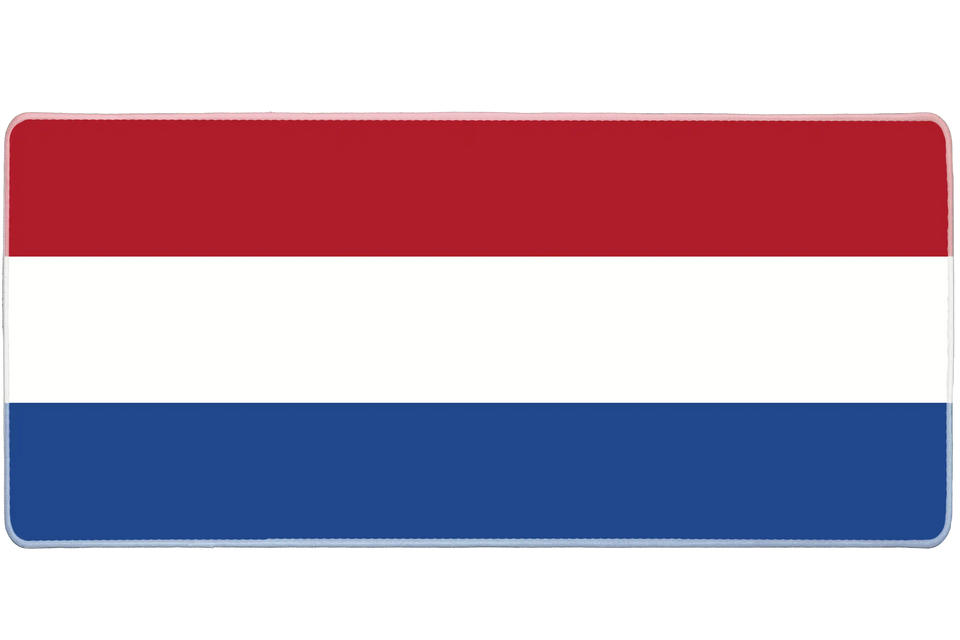 Country 36x16in custom desk mat, stitched edge Netherlands flag – Print My Pad