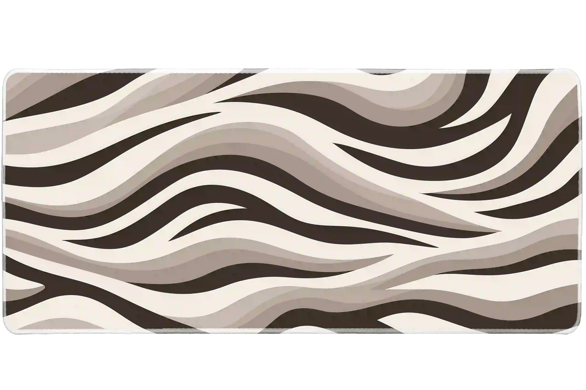 Neutral Zebra Print desk mat artwork in a wide product view