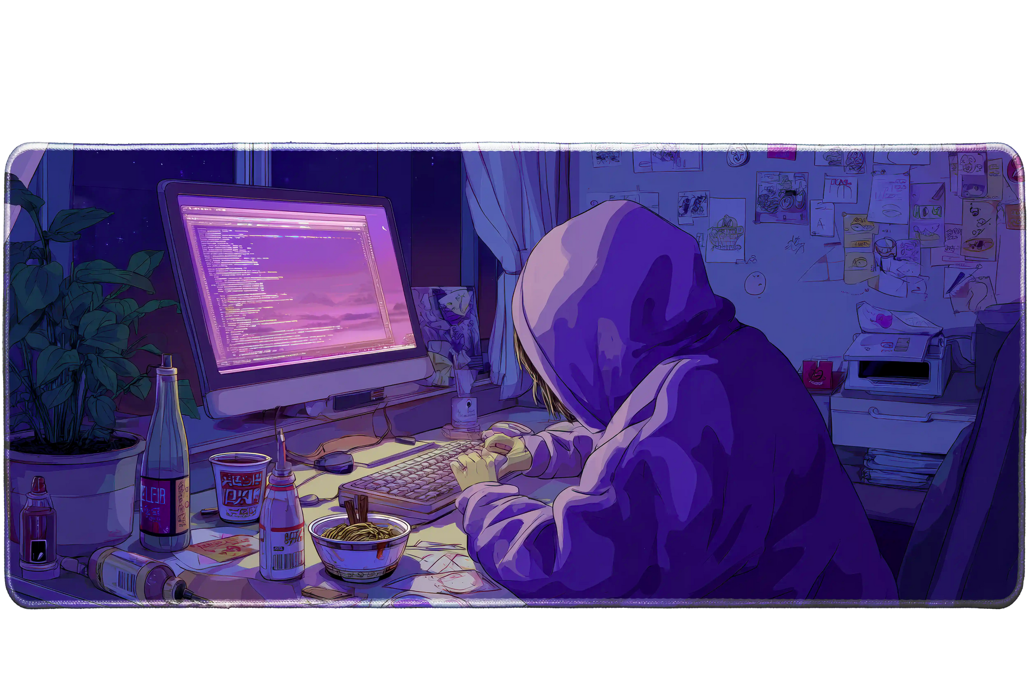 Anime 36x16in custom desk mat, stitched edge – Print My Pad