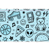 Notebook Doodle desk mat artwork in a wide product view