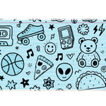 Notebook Doodle desk mat artwork in a wide product view