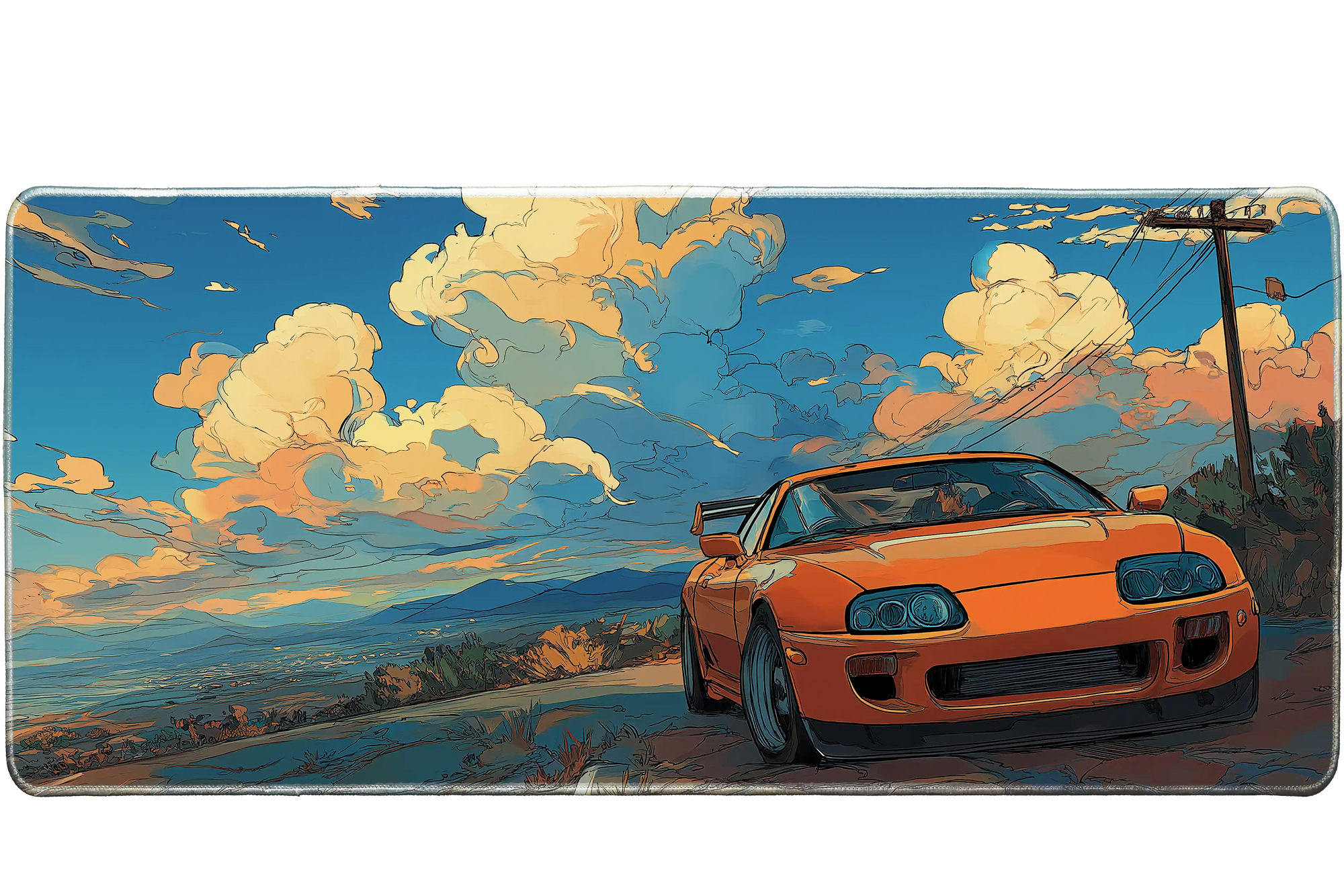 Cars 90x40cm custom desk mat, stitched edge finish – Print My Pad