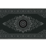 Dark Ornate Floral Vintage Pattern desk mat with vintage-inspired scrollwork, decorative borders, and a