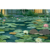 Otter Lily Pond Lotus Garden desk mat with sweet otters, green lily pads, water reflections