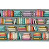 Colorful Bookshelf Desk Mat | Pastel Book Stacks artwork on an extended desk mat with colorful bookshelf design