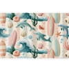 Pastel Dolphin Beach Pattern desk mat artwork in a wide product view