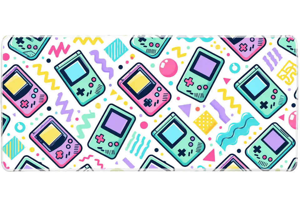 Pastel Handheld Gaming desk mat artwork in a wide product view