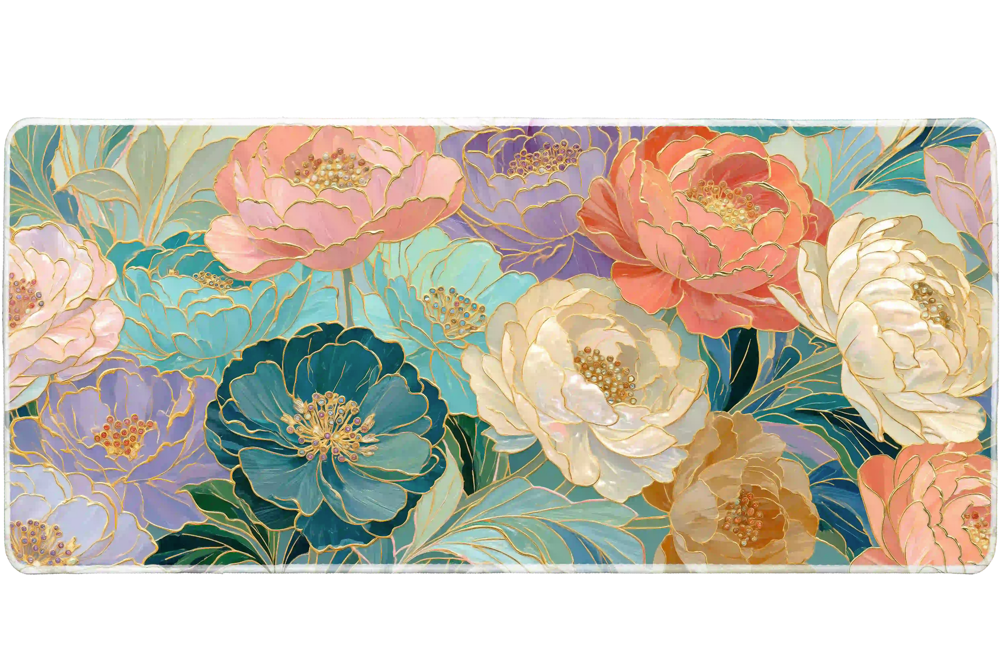 Pattern 36x16in custom desk mat, stitched edge – Print My Pad