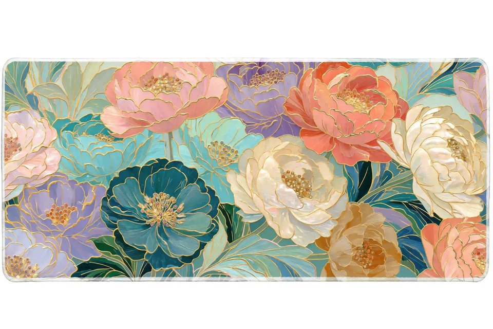 Pattern 36x16in custom desk mat, stitched edge – Print My Pad