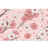 Pastel Sakura Blush Floral Branch desk mat with blush cherry blossom branches, soft pink petals, and a